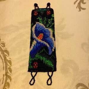 Artisan Boho Bracelet‎ Full Hand
Beaded Floral Cuff with Beaded
Closure